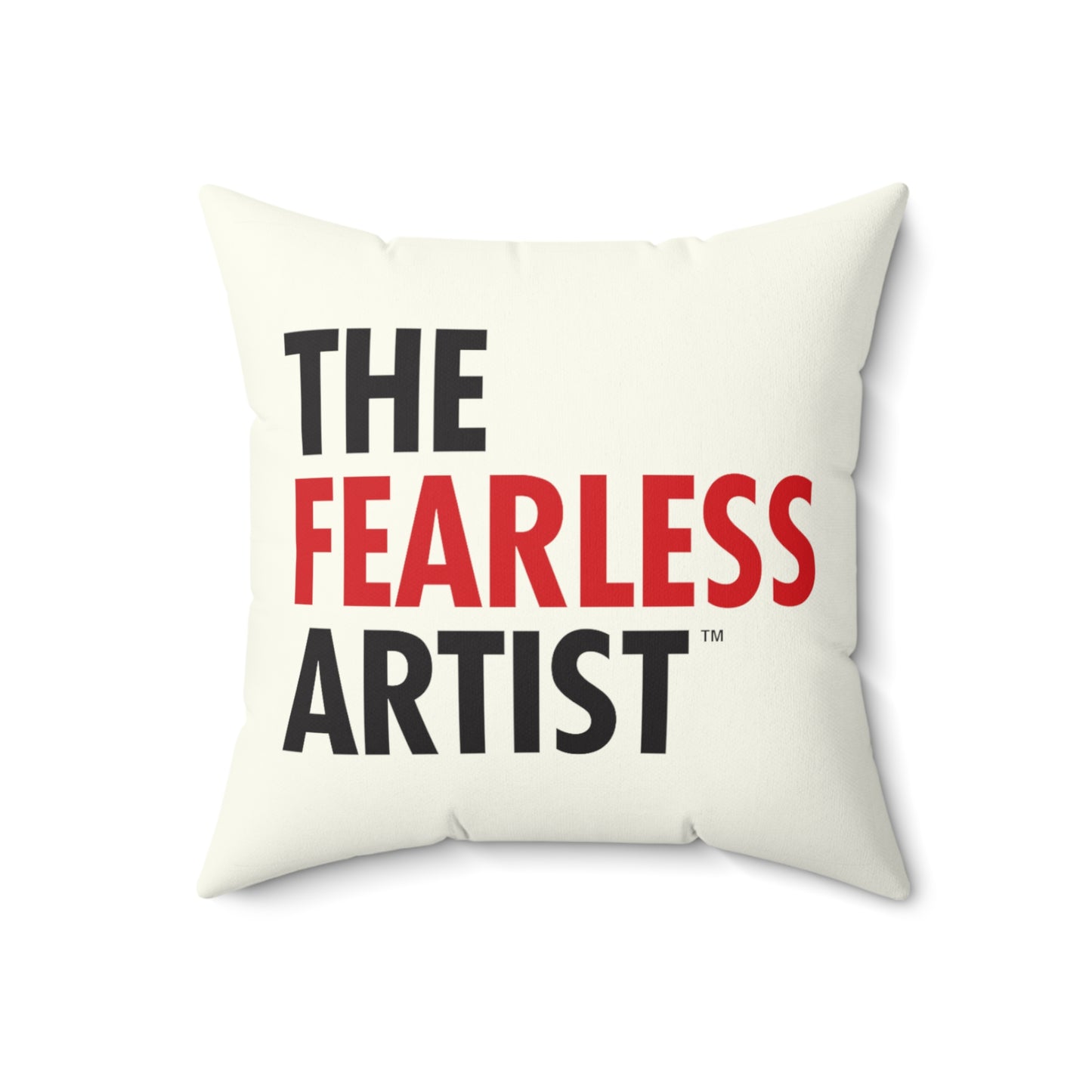 Spun Polyester Square Pillow - The Fearless Artist (Black and Red)
