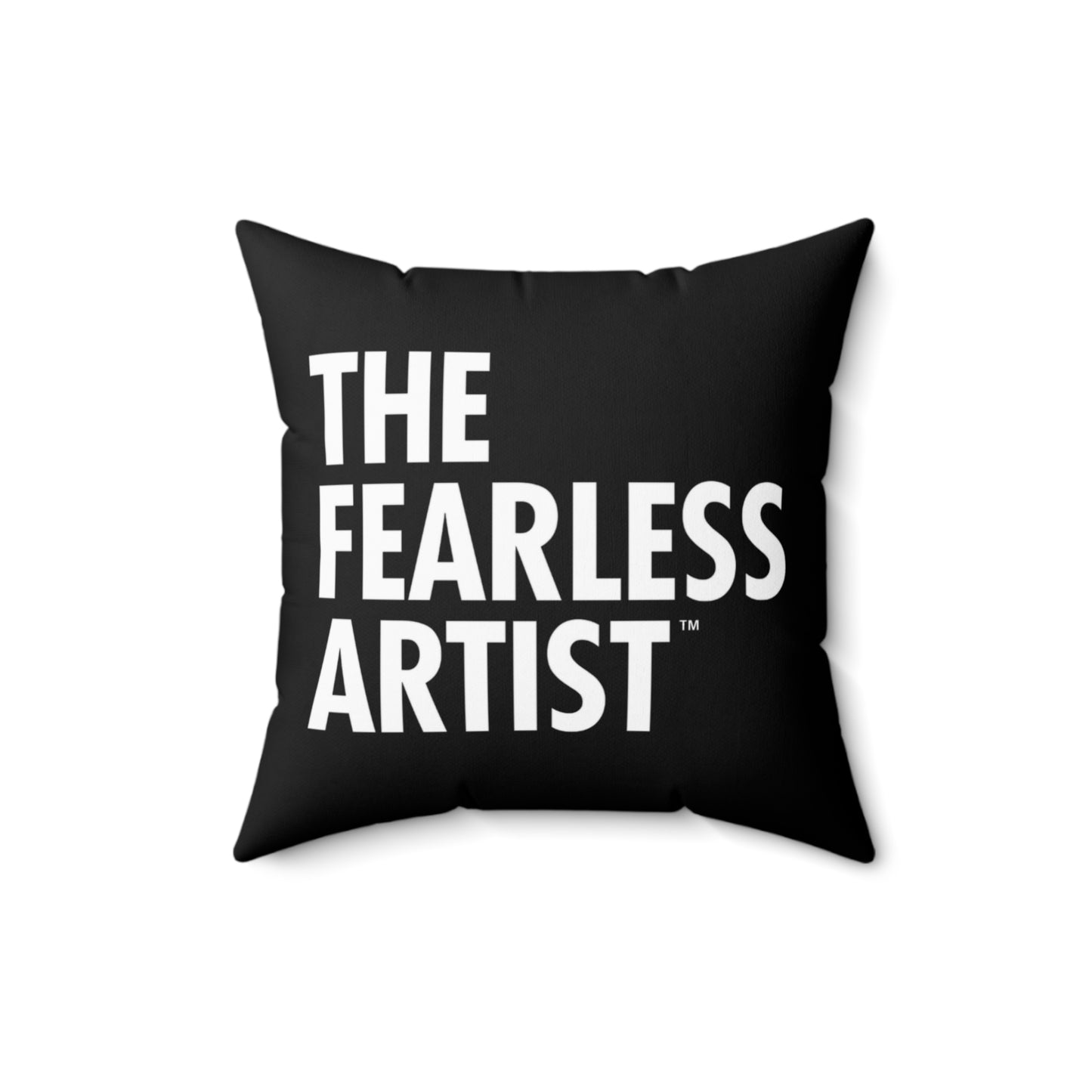 Spun Polyester Square Pillow - The Fearless Artist (White on Black)