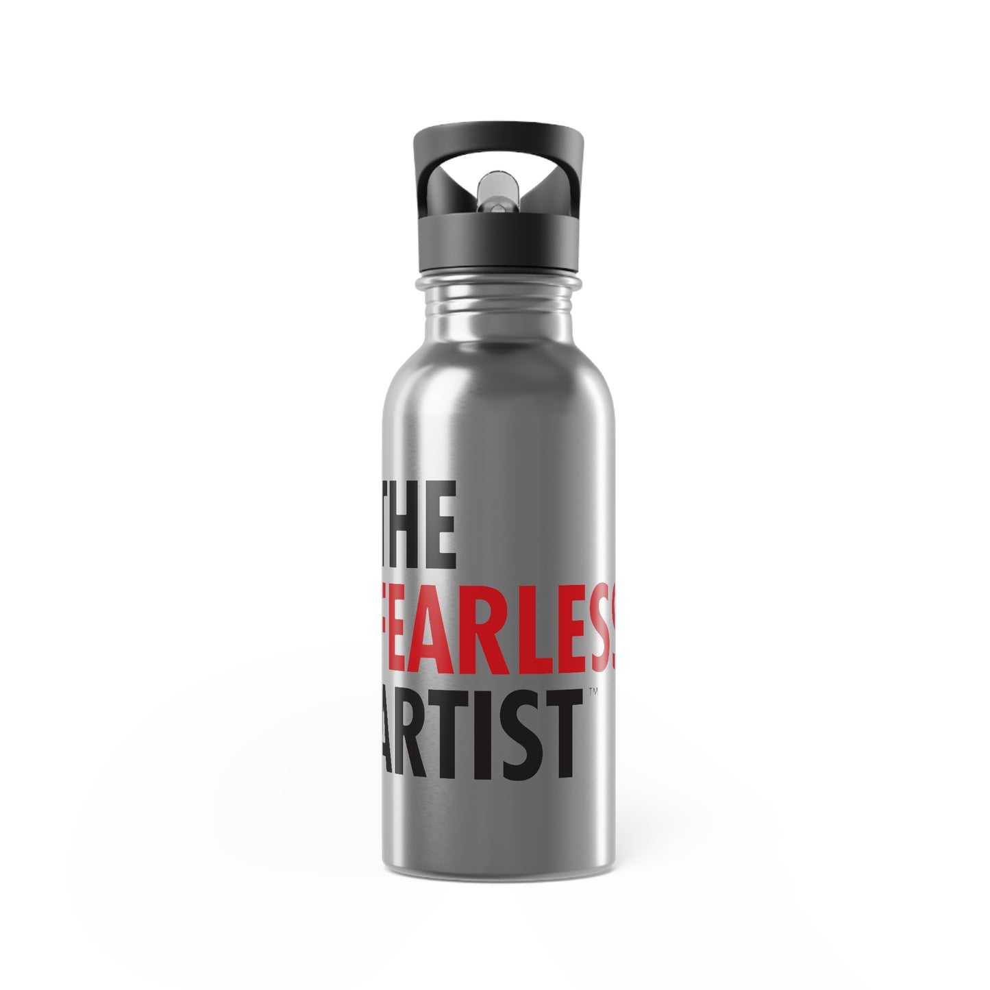 Stainless Steel Water Bottle With Straw, 20oz - The Fearless Artist (Black and Red)