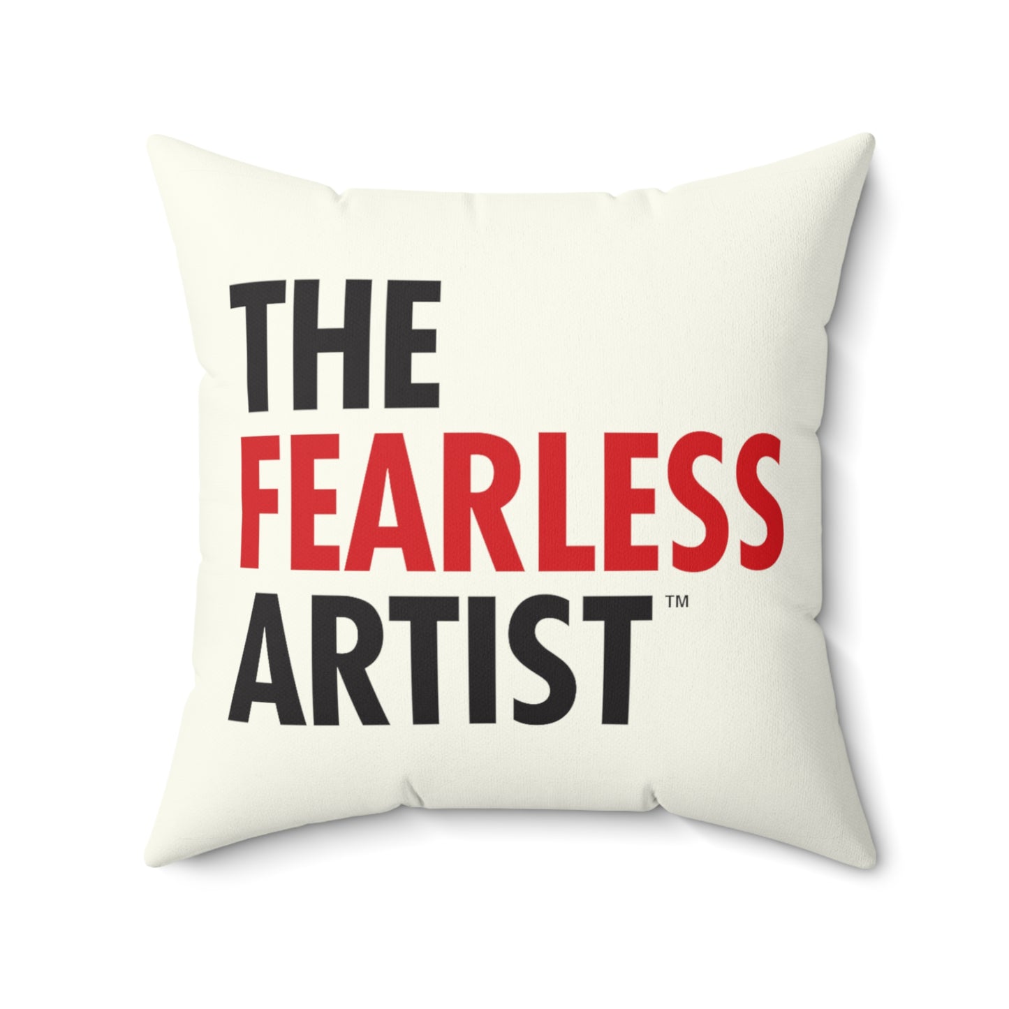 Spun Polyester Square Pillow - The Fearless Artist (Black and Red)