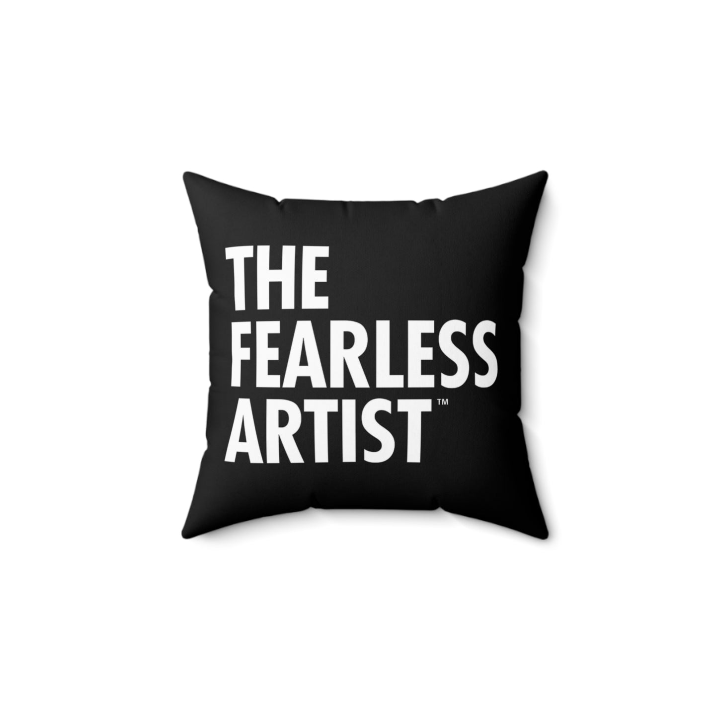 Spun Polyester Square Pillow - The Fearless Artist (White on Black)
