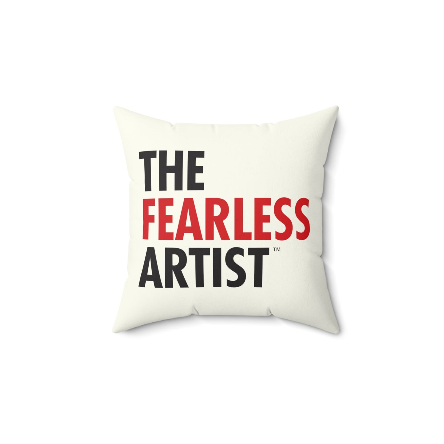 Spun Polyester Square Pillow - The Fearless Artist (Black and Red)